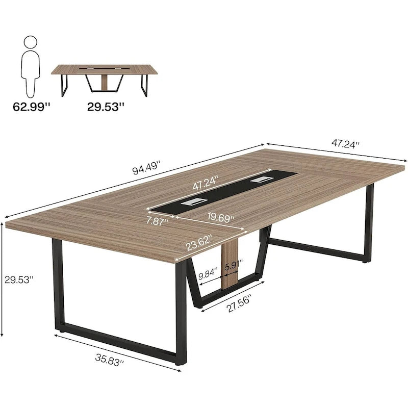 8FT Conference Table 94.49 Inches Large Meeting Table Podcast Table