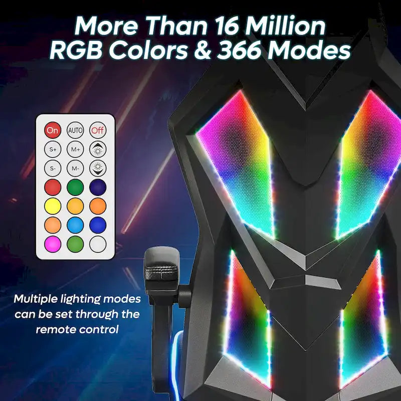 Ergonomic Gaming Chair with RGB LED Lights, Ventilated Fabric Computer Chair with Pocket Spring Cushion and Articulated Armrests