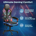 Ergonomic Gaming Chair with RGB LED Lights, Ventilated Fabric Computer Chair with Pocket Spring Cushion and Articulated Armrests