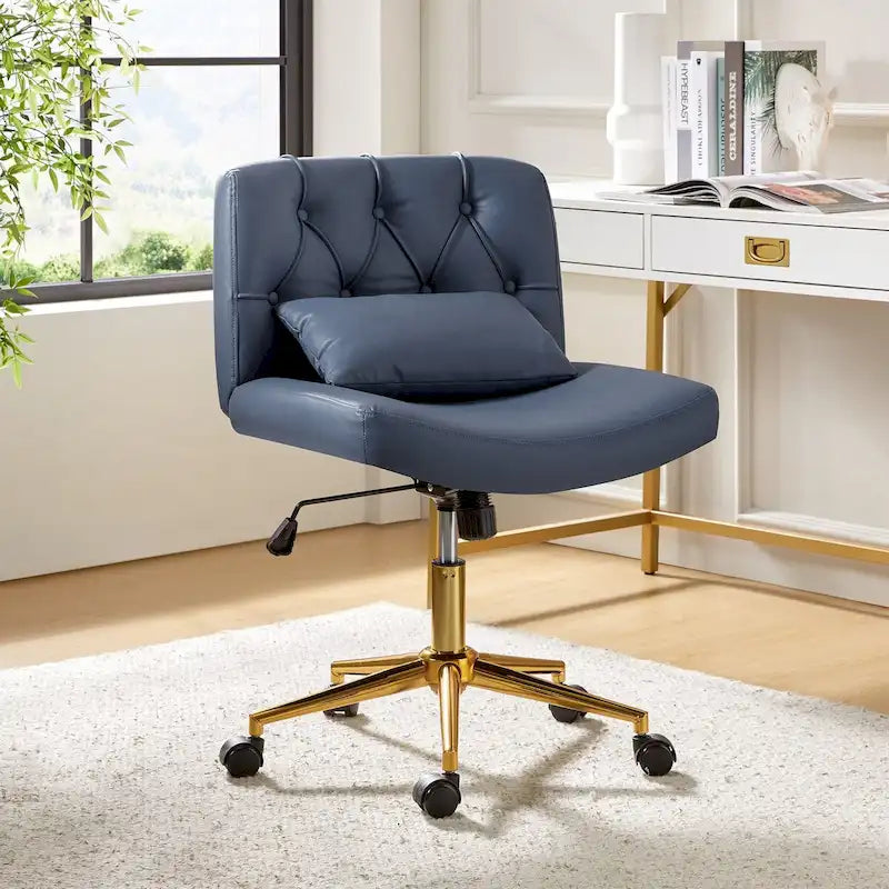 Charlie Modern Button-Tufted Swivel Tilting Office Chair with Pillow by HULALA HOME