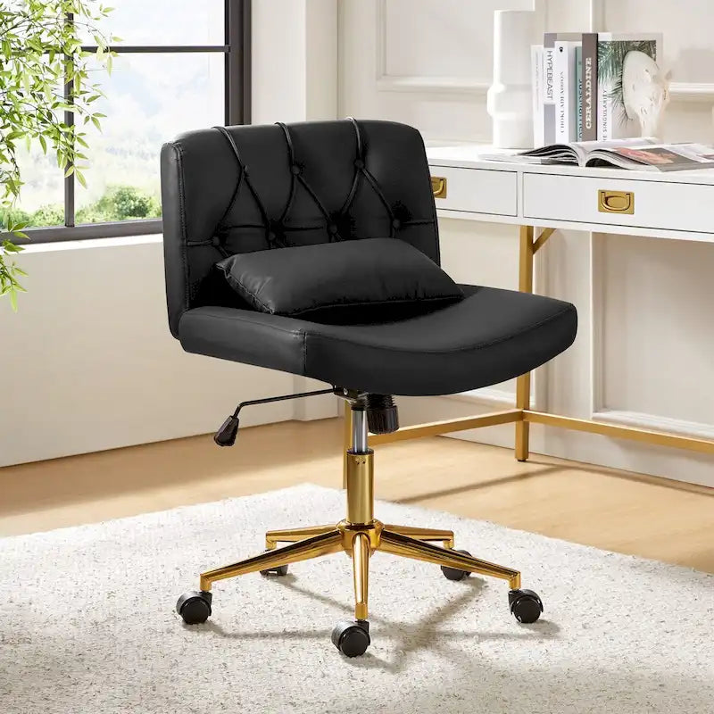 Charlie Modern Button-Tufted Swivel Tilting Office Chair with Pillow by HULALA HOME