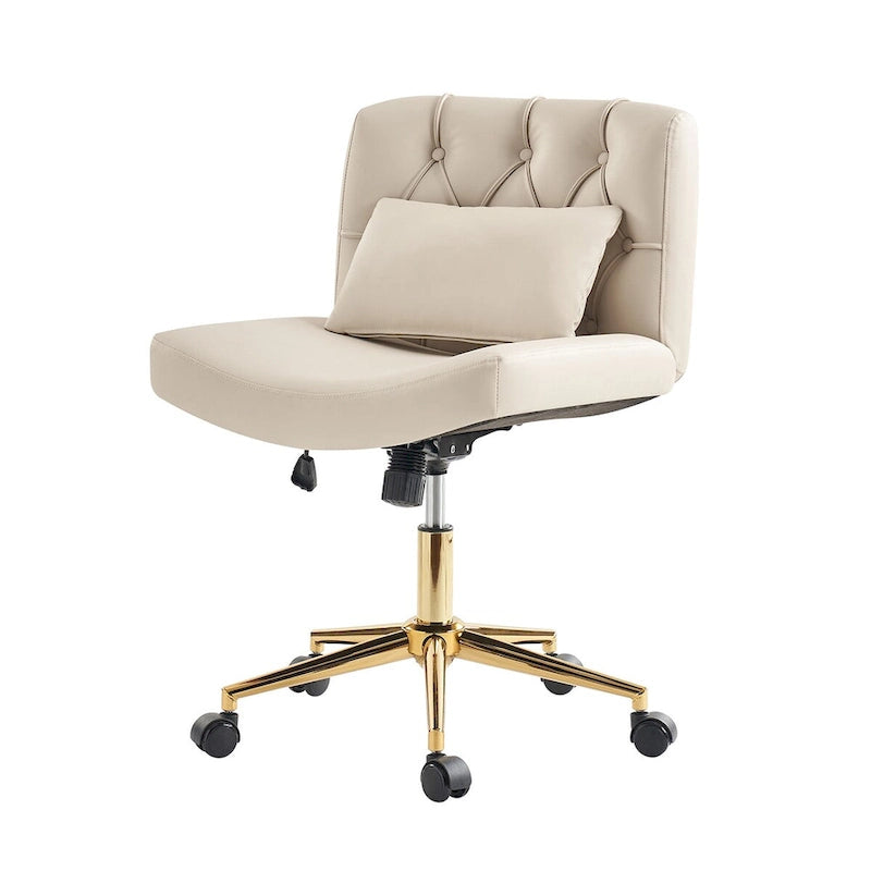 Charlie Modern Button-Tufted Swivel Tilting Office Chair with Pillow by HULALA HOME