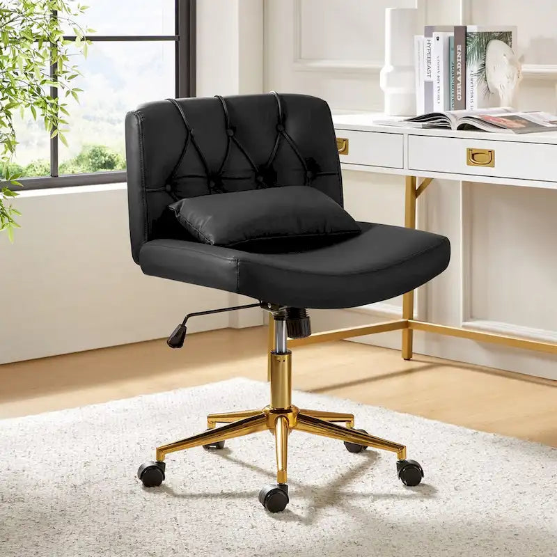 Charlie Modern Button-Tufted Swivel Tilting Office Chair with Pillow by HULALA HOME