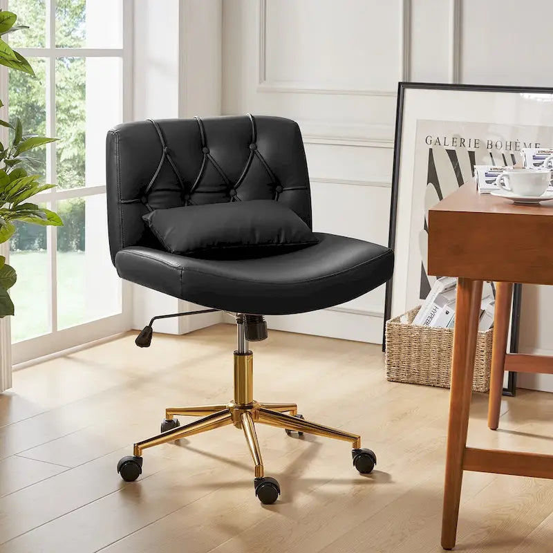 Charlie Modern Button-Tufted Swivel Tilting Office Chair with Pillow by HULALA HOME