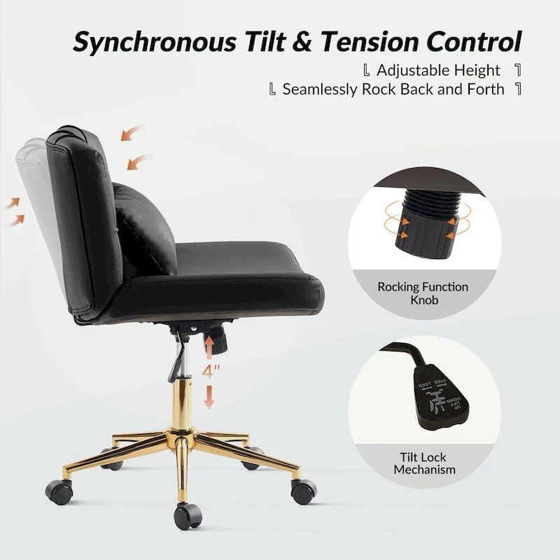 Charlie Modern Button-Tufted Swivel Tilting Office Chair with Pillow by HULALA HOME