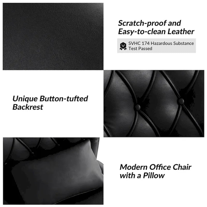 Charlie Modern Button-Tufted Swivel Tilting Office Chair with Pillow by HULALA HOME