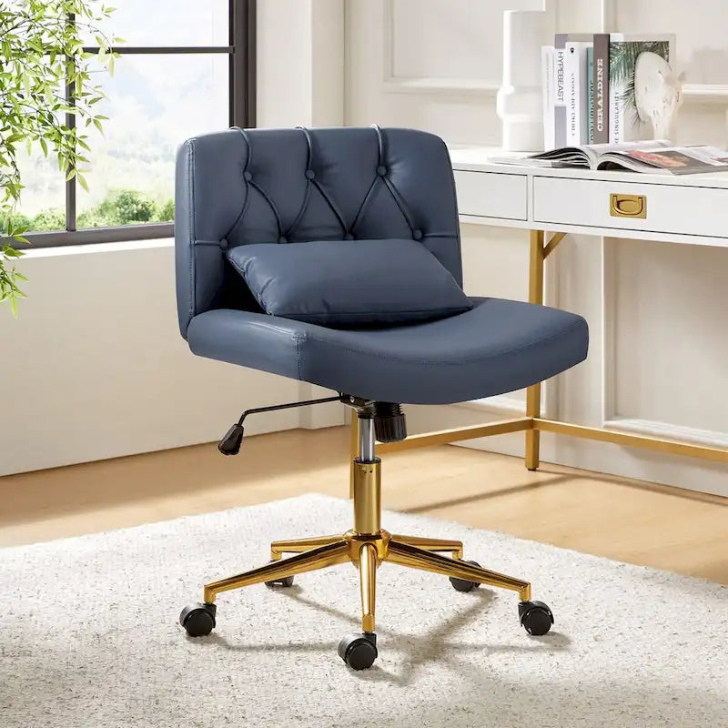 Charlie Modern Button-Tufted Swivel Tilting Office Chair with Pillow by HULALA HOME