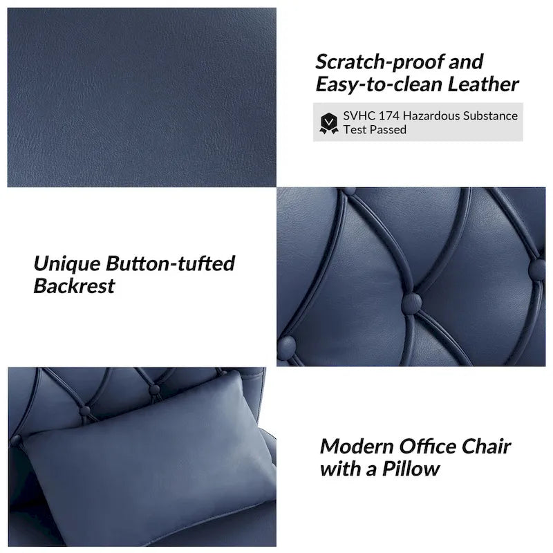 Charlie Modern Button-Tufted Swivel Tilting Office Chair with Pillow by HULALA HOME