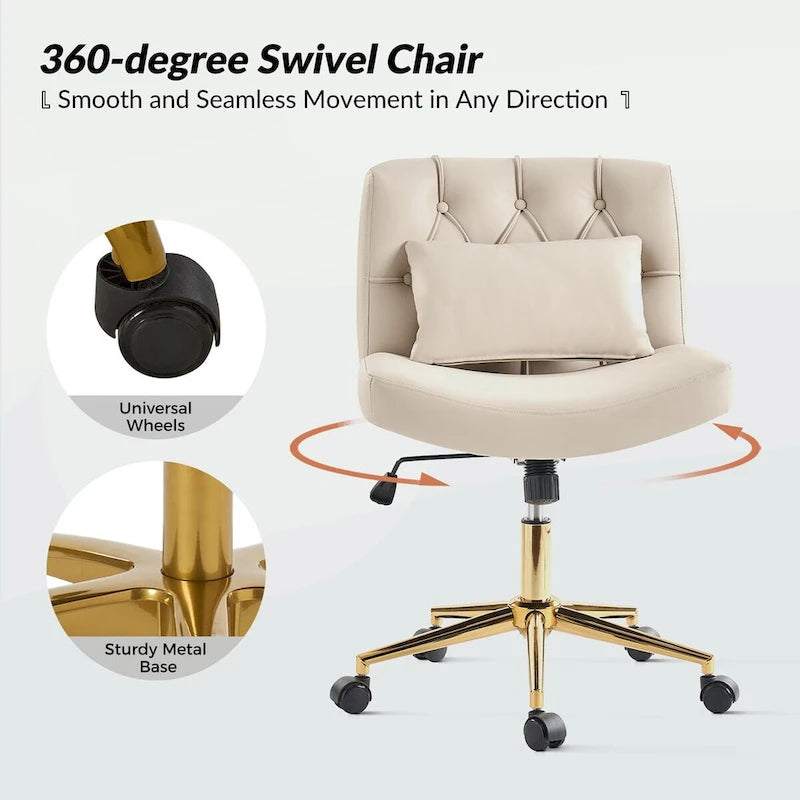 Charlie Modern Button-Tufted Swivel Tilting Office Chair with Pillow by HULALA HOME