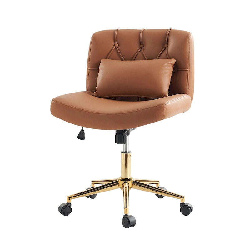 Charlie Modern Button-Tufted Swivel Tilting Office Chair with Pillow by HULALA HOME