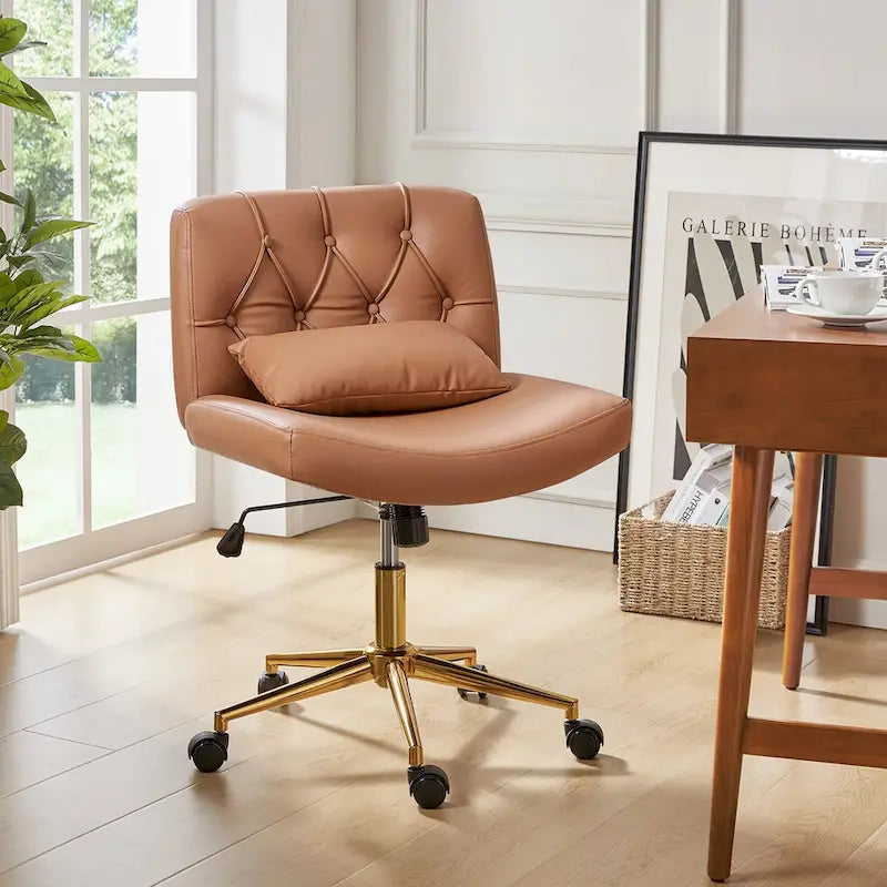 Charlie Modern Button-Tufted Swivel Tilting Office Chair with Pillow by HULALA HOME