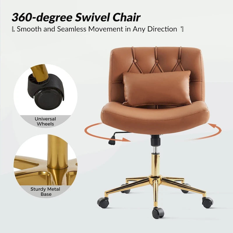 Charlie Modern Button-Tufted Swivel Tilting Office Chair with Pillow by HULALA HOME