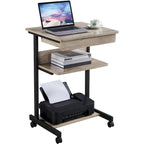 Yaheetech Rolling Computer Desk Table Tray Desk with Drawer and Shelf