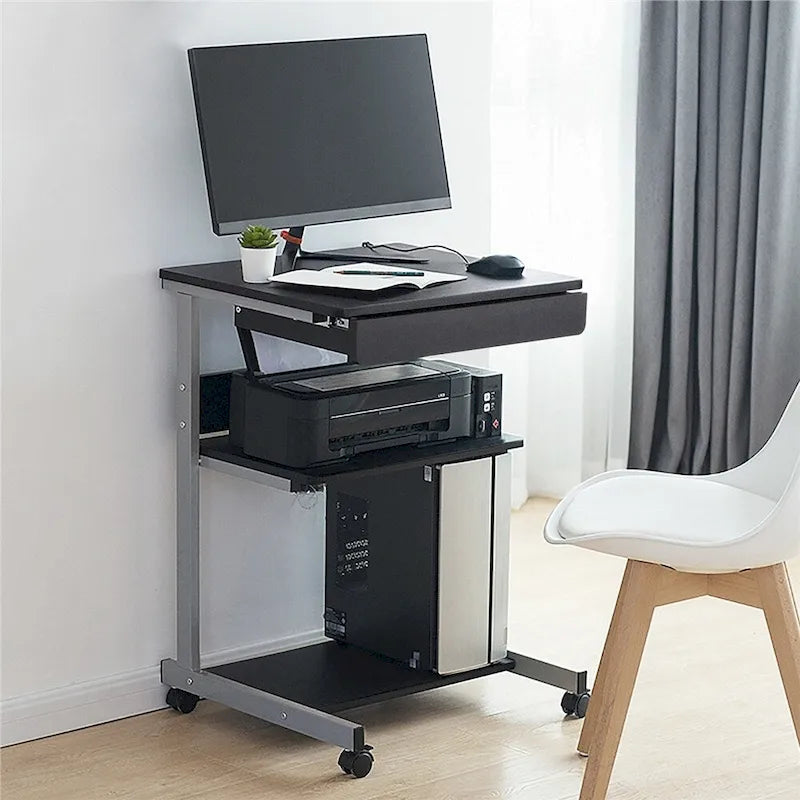 Yaheetech Rolling Computer Desk Table Tray Desk with Drawer and Shelf