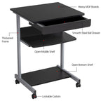 Yaheetech Rolling Computer Desk Table Tray Desk with Drawer and Shelf