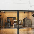 Display Storage Cabinet Showcase with Glass Doors and LED Light