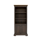 Executive Bookcase With Doors, Fully Assembled, Brown - 36 W x 78 H x 14 D