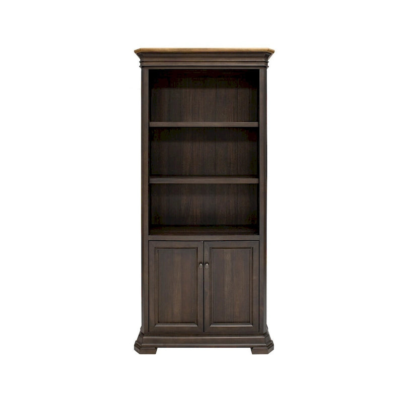 Executive Bookcase With Doors, Fully Assembled, Brown - 36 W x 78 H x 14 D