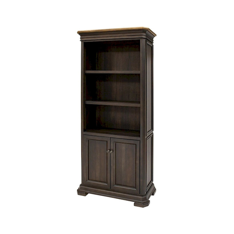 Executive Bookcase With Doors, Fully Assembled, Brown - 36 W x 78 H x 14 D