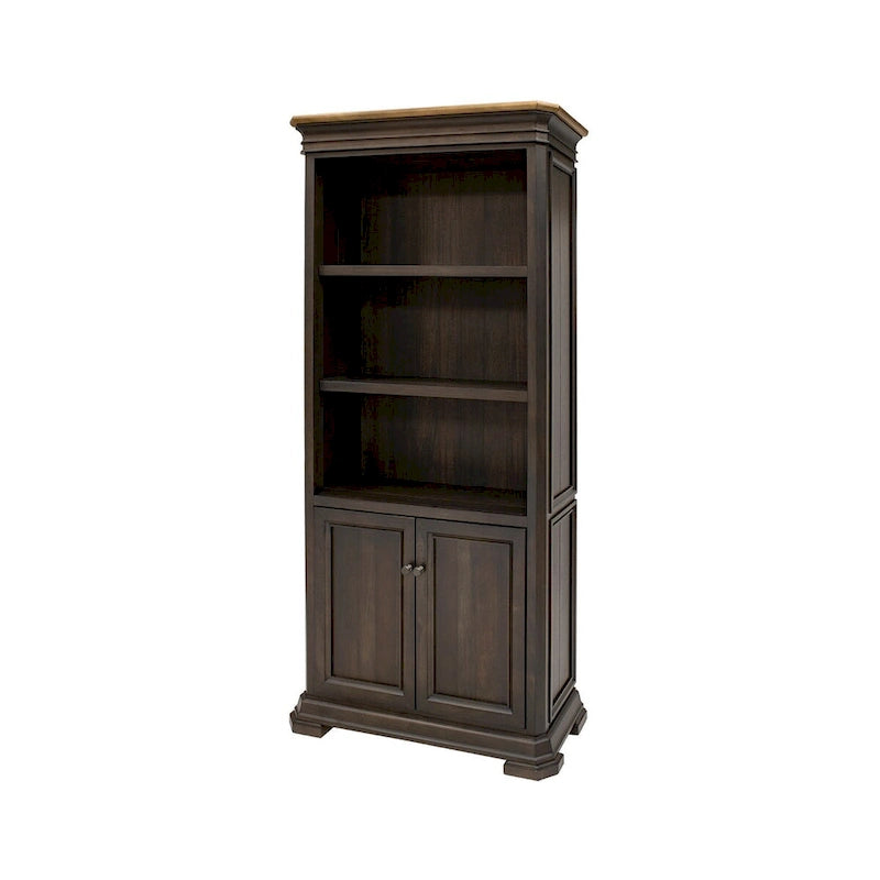 Executive Bookcase With Doors, Fully Assembled, Brown - 36 W x 78 H x 14 D