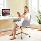 Upholstered Office Chair with Adjustable 360 Swivel Golden Base