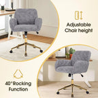 Upholstered Office Chair with Adjustable 360 Swivel Golden Base