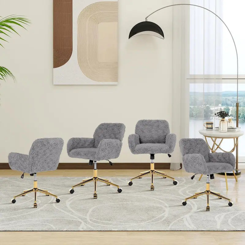 Upholstered Office Chair with Adjustable 360 Swivel Golden Base