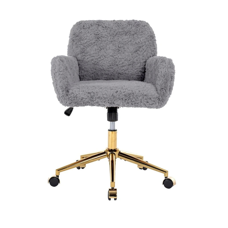Upholstered Office Chair with Adjustable 360 Swivel Golden Base