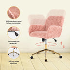 Upholstered Office Chair with Adjustable 360 Swivel Golden Base