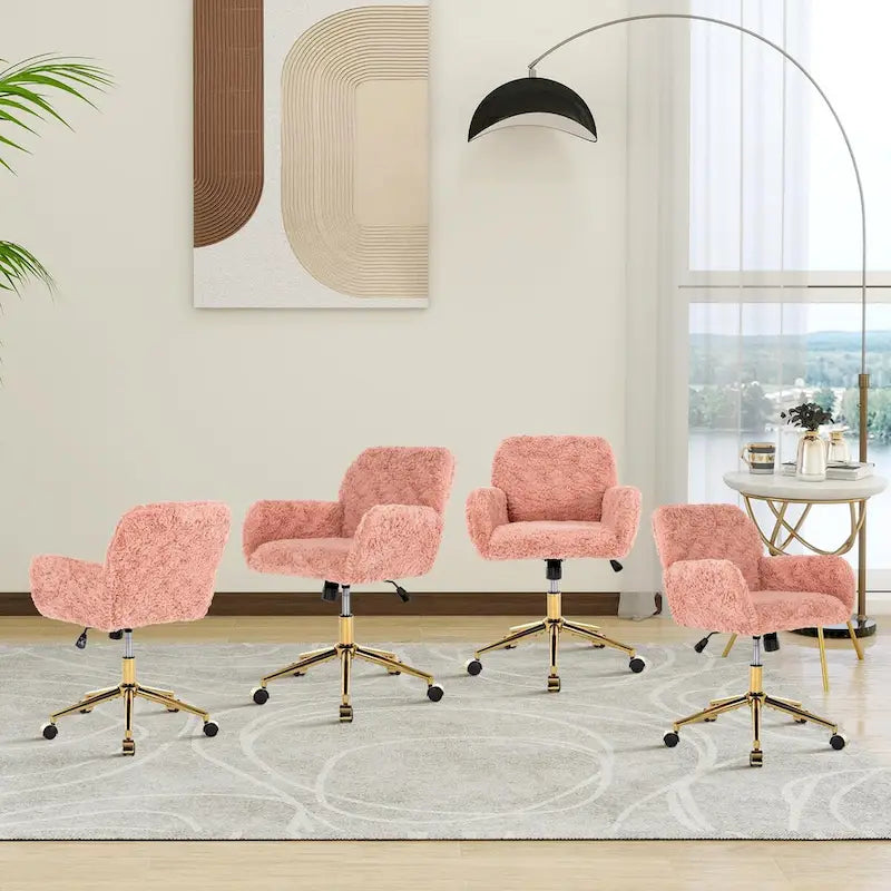 Upholstered Office Chair with Adjustable 360 Swivel Golden Base