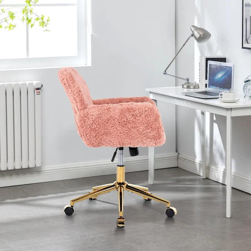 Upholstered Office Chair with Adjustable 360 Swivel Golden Base