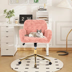 Upholstered Office Chair with Adjustable 360 Swivel Golden Base