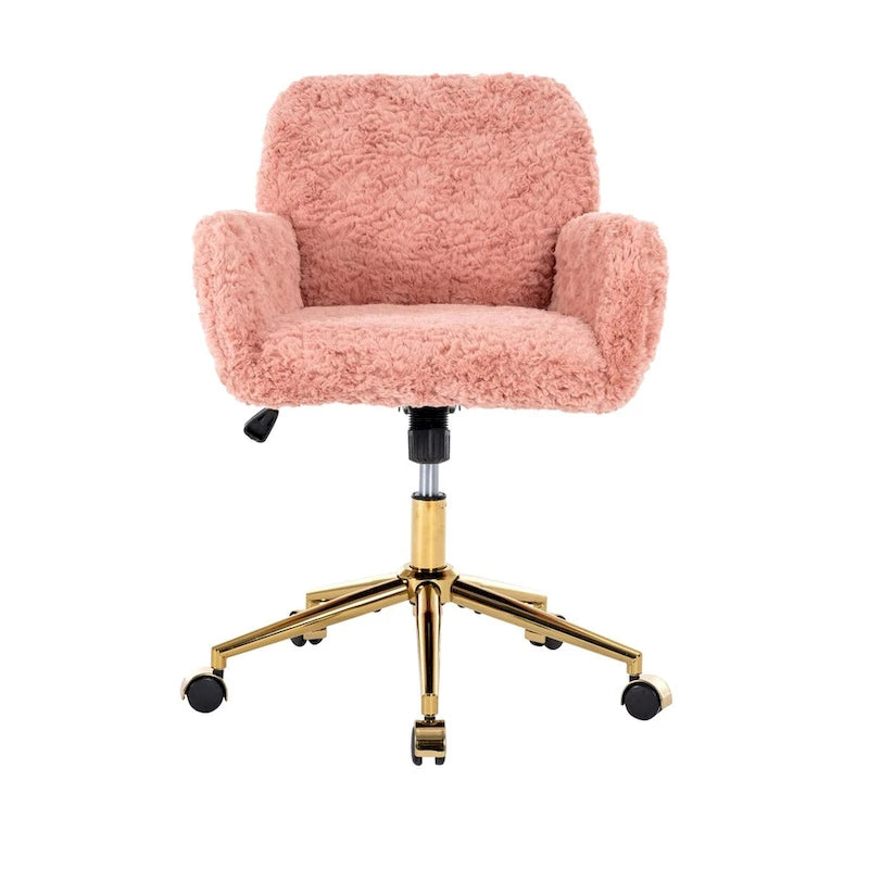 Upholstered Office Chair with Adjustable 360 Swivel Golden Base