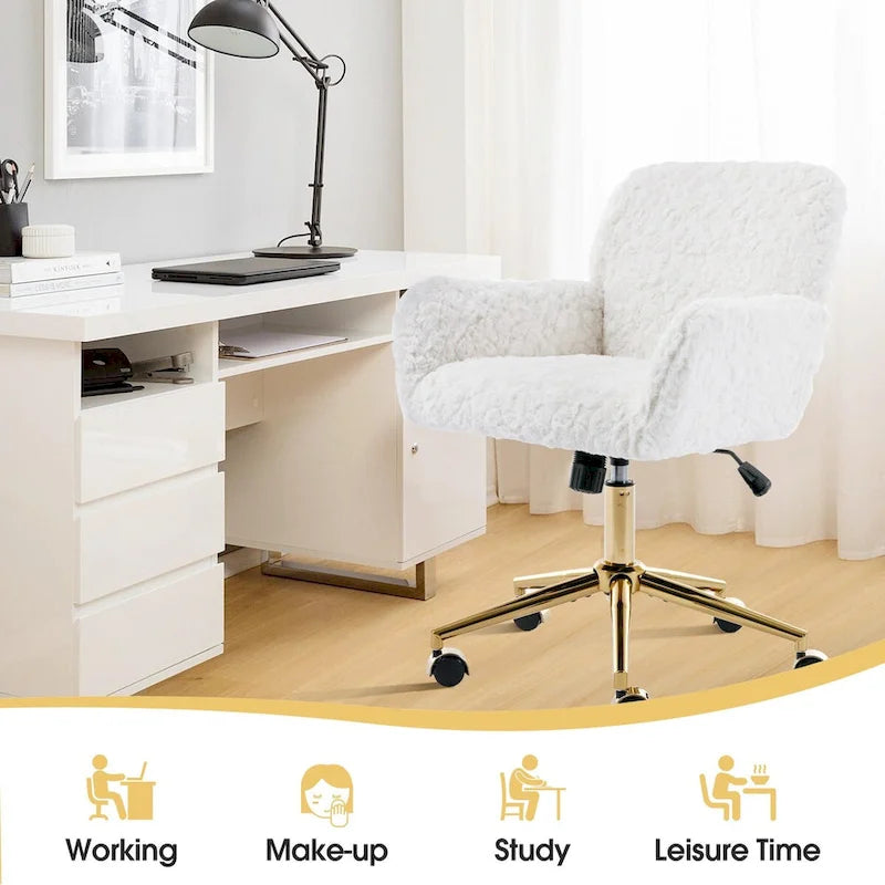 Upholstered Office Chair with Adjustable 360 Swivel Golden Base