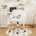 Upholstered Office Chair with Adjustable 360 Swivel Golden Base