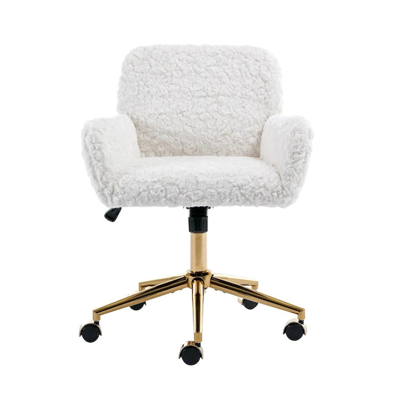 Upholstered Office Chair with Adjustable 360 Swivel Golden Base