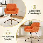 Upholstered Office Chair with Adjustable 360 Swivel Golden Base
