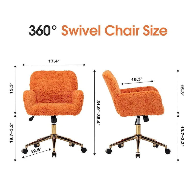 Upholstered Office Chair with Adjustable 360 Swivel Golden Base