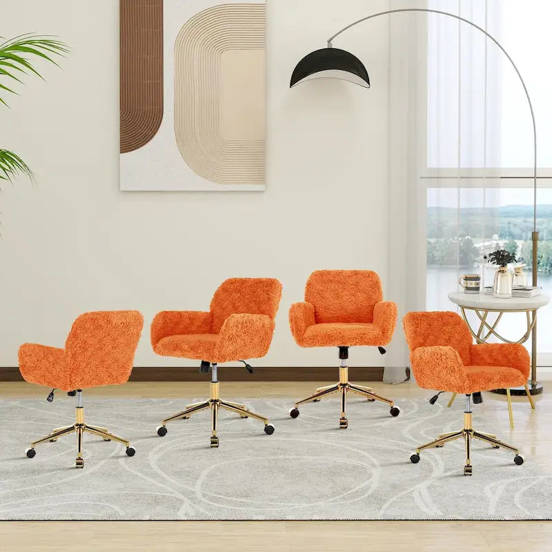 Upholstered Office Chair with Adjustable 360 Swivel Golden Base