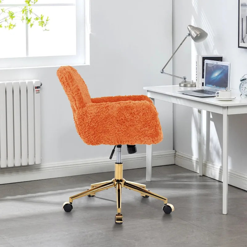 Upholstered Office Chair with Adjustable 360 Swivel Golden Base