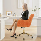 Upholstered Office Chair with Adjustable 360 Swivel Golden Base