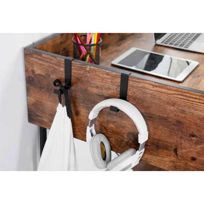 JJS 48  Home Office Computer Laptop Desk with Drawers, Modern Wooden Compact Study Writing Desk with Privacy Panel and Storage