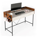 JJS 48  Home Office Computer Laptop Desk with Drawers, Modern Wooden Compact Study Writing Desk with Privacy Panel and Storage