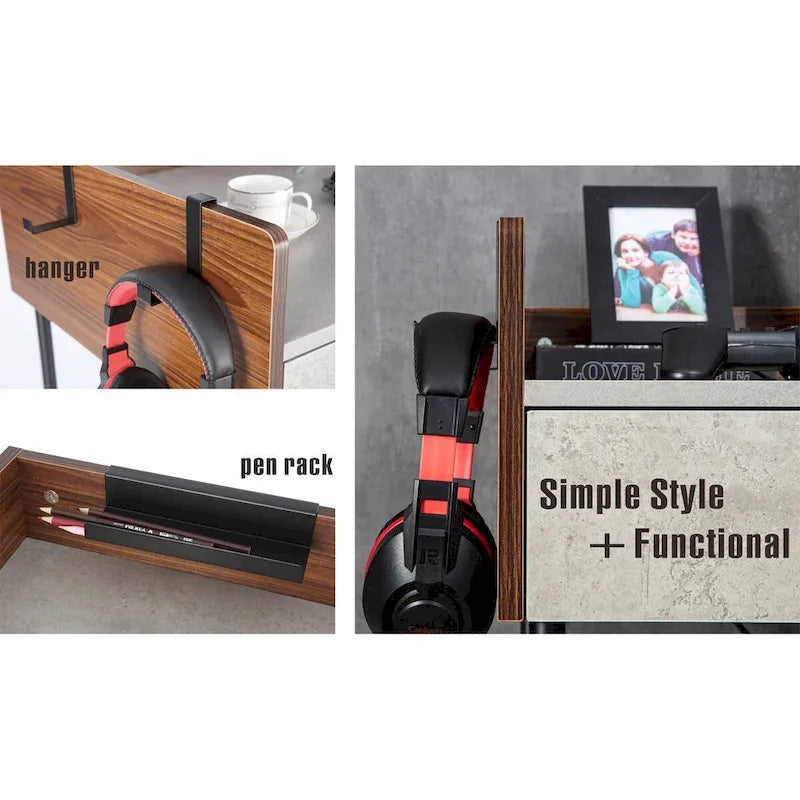 JJS 48  Home Office Computer Laptop Desk with Drawers, Modern Wooden Compact Study Writing Desk with Privacy Panel and Storage