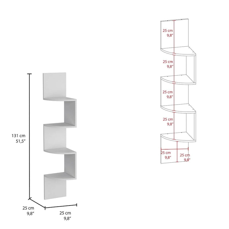 Corner Shelf, Modern Full-Wall Design with Multiple Shelving