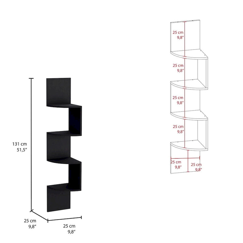 Corner Shelf, Modern Full-Wall Design with Multiple Shelving