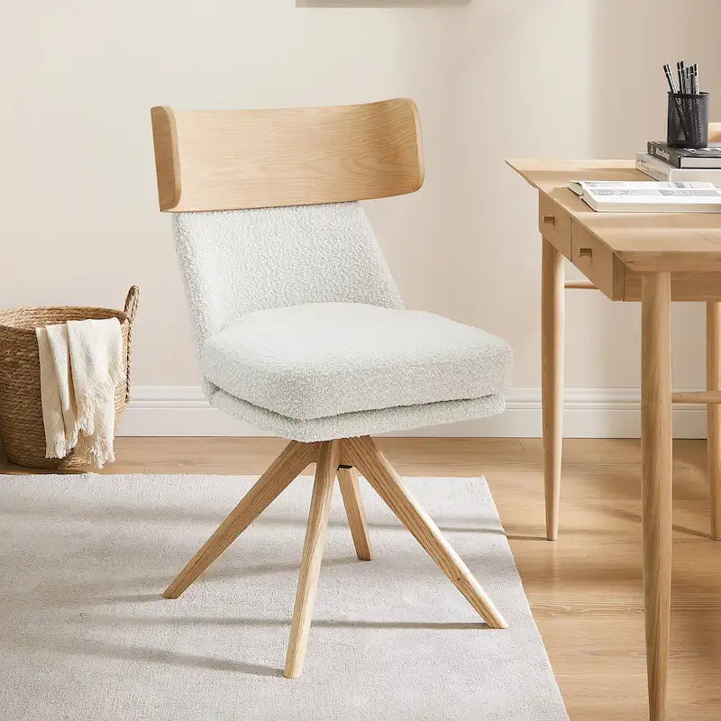 Art Leon Wood and Fabric Swivel Desk Chair