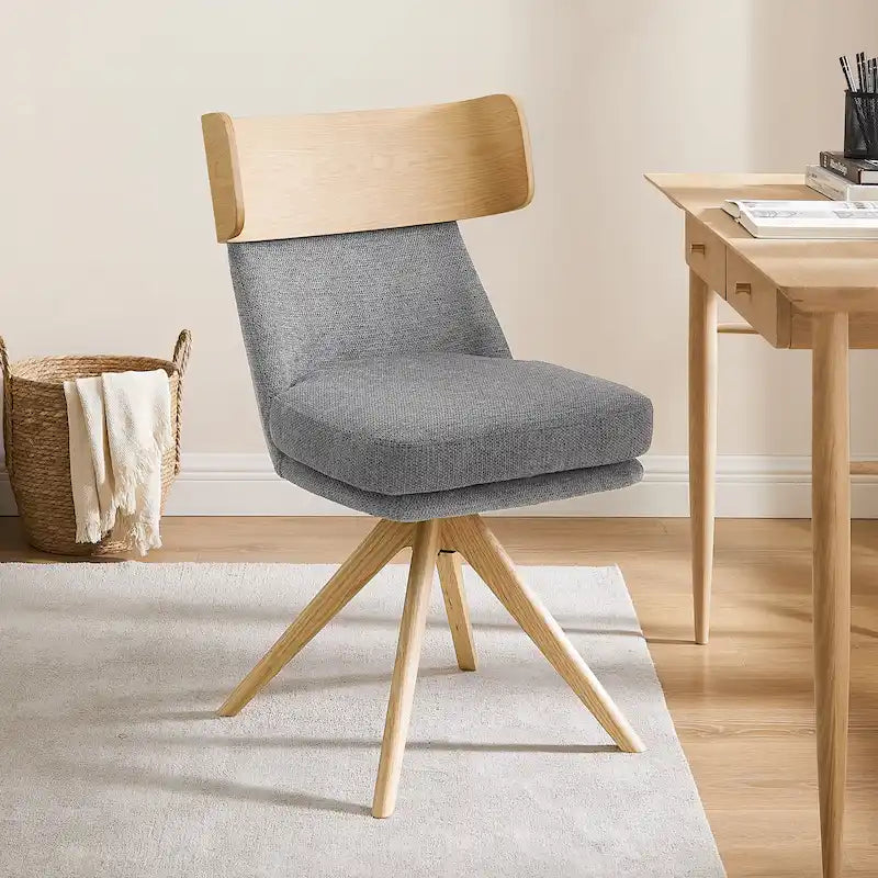 Art Leon Wood and Fabric Swivel Desk Chair