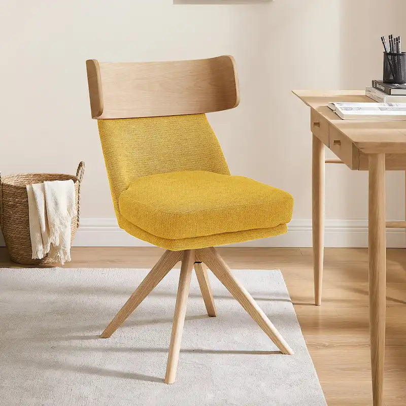 Art Leon Wood and Fabric Swivel Desk Chair