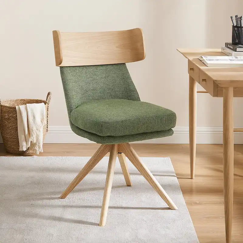 Art Leon Wood and Fabric Swivel Desk Chair